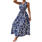 Damen nan Wickel-Maxikleid mit V-Ausschnitt und gR&Bundenem Taillengürtel R&B