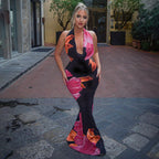 Damen Elegantes Maxikleid mit kunstvollem Blumenmuster R&B