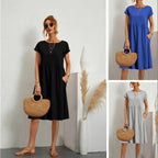 Damen Freizeitleinenkleid mit leichtem Schnitt und Taschen R&B