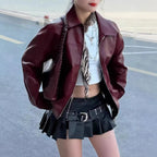 Damen Lässige Lederjacke mit Nieten