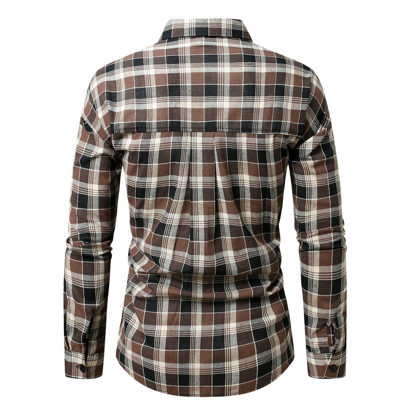 Herren kariertes Langarmhemd aus weichem Flanell R&B