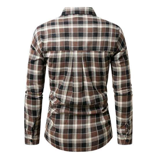 Herren kariertes Langarmhemd aus weichem Flanell R&B