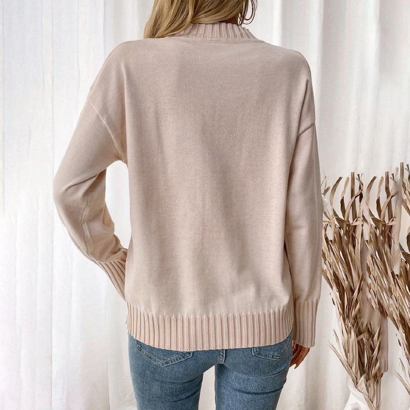 Damen Strickpullover mit zarten Blumenapplikationen R&B
