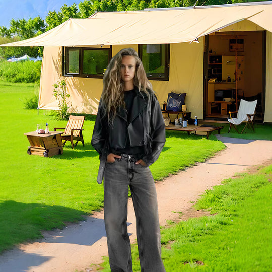 Damen trendige Jacke im edgy Biker-Stil mit asymmetrischem Reißverschluss R&B