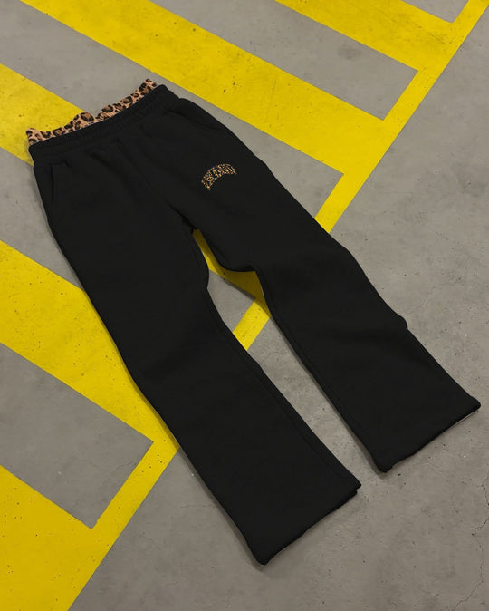 Damen nan gemütliche Jogginghose mit ausgestellter Beinform, elastischem Leo-Bund und seitlichen Eingrifftaschen R&B