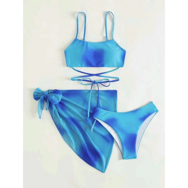 Damen Bikini-Set mit stylischem Wickelrock und verstellbaren Trägern R&B