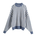 Damen Grob gestrickter Pullover mit modischem Hahnentrittmuster