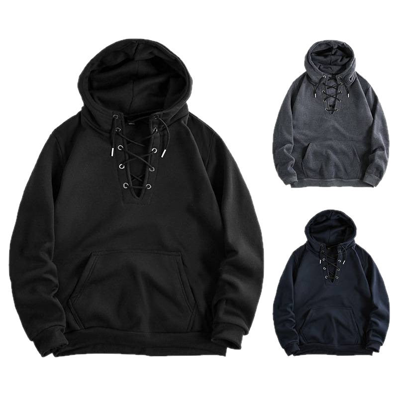 Damen Kapuzenpullover mit raffiniertem Schnürdesign und praktischer Kängurutasche R&B