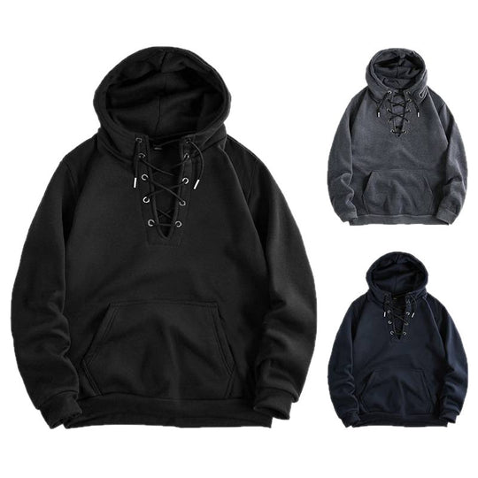 Damen Kapuzenpullover mit raffiniertem Schnürdesign und praktischer Kängurutasche R&B