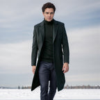 Herren eleganter lange Wool Blend Mantel R&B