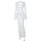 Damen Figurbetontes Spitzenkleid mit tiefem V-Ausschnitt und nostalgischen Puffärmeln R&B