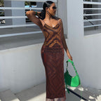 Damen Lässiges Maxikleid mit raffiniertem Grafikmuster R&B