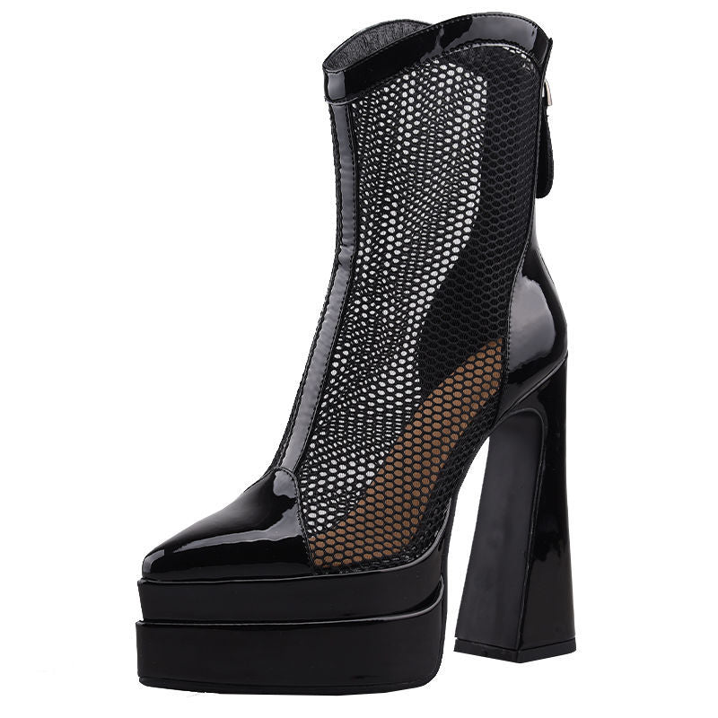 Damen modische High Heel Stiefeletten mit Netzdesign R&B