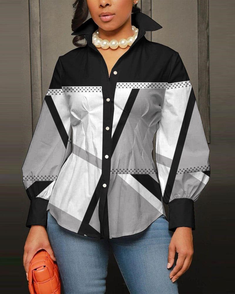 Damen modische Bluse mit geometrischem Design R&B