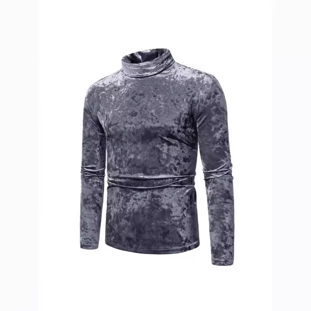 Herren Eleganter Rollkragenpullover aus weichem Samtstoff