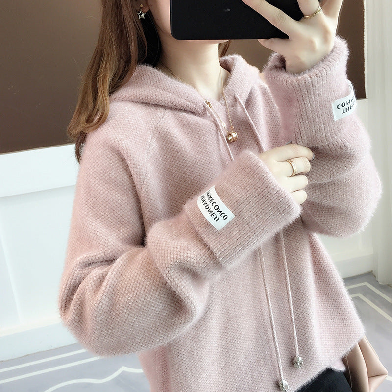Damen Kuscheliger Hoodie mit Kordelzug und hohem Kragen R&B