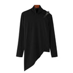 Damen nan asymmetrisches Longsleeve aus Feinstrick mit Stehkragen, diagonalem Saum und verstellbarem Schulterriemen R&B