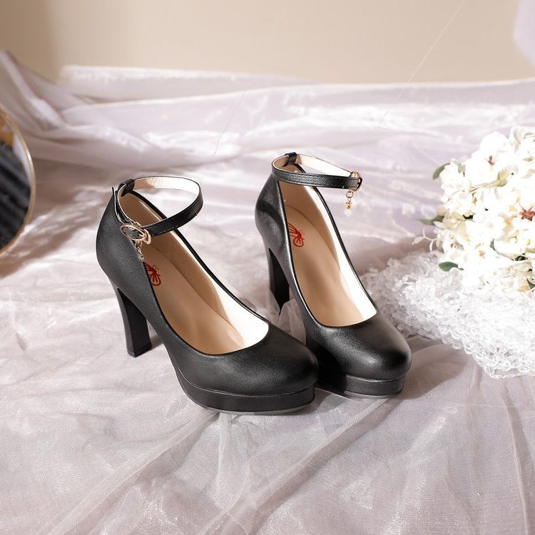 Damen Elegante Plateau-Pumps mit verstellbarem Riemchen R&B