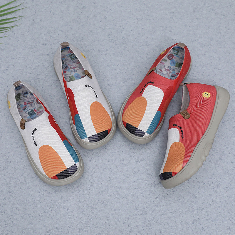 Damen Stretchige Slip-On Sneakers mit buntem Design und rutschfester Sohle R&B
