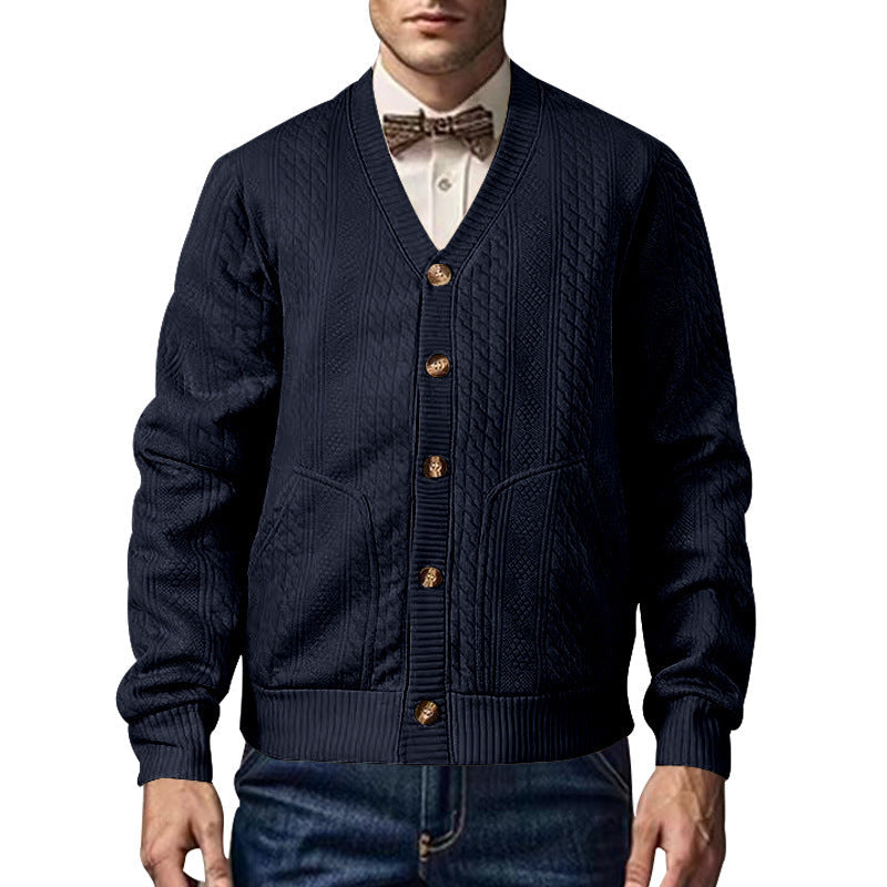 Herren Strickjacke mit strukturierter Oberfläche und praktischen Taschen R&B