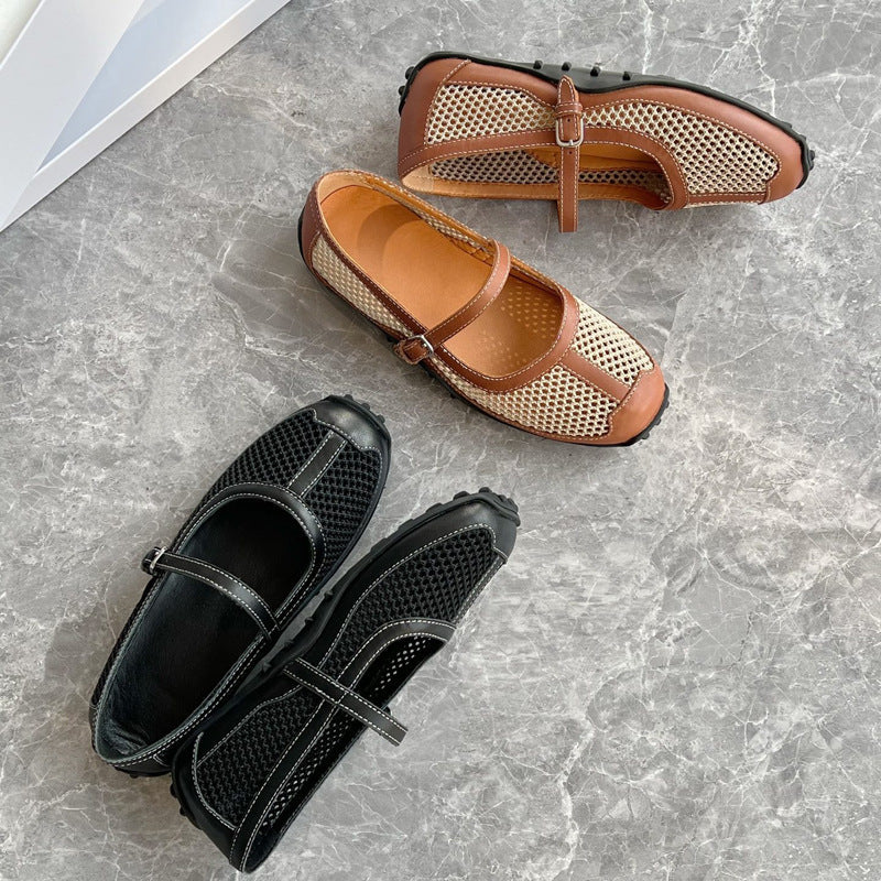 Damen Ballerinas mit elegantem Riemchen und atmungsaktivem Obermaterial