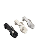 Damen elegante Sandaletten mit funkelndem Schmuckdetail R&B