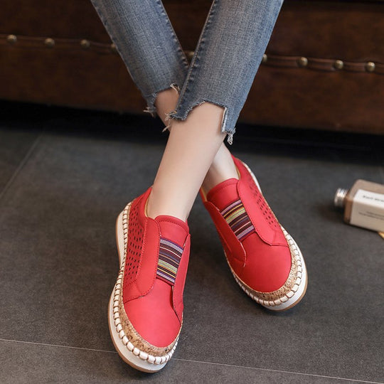 Damen modische Slip-On Sneakers mit luftiger Netzstruktur und dekorativen Streifen R&B