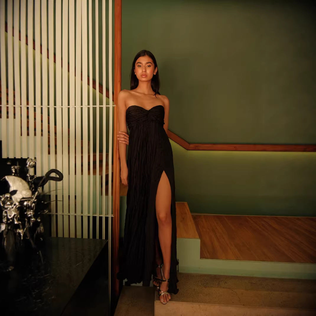 Damen Sommerliches Maxikleid mit Raffungen und schwingendem Rock R&B