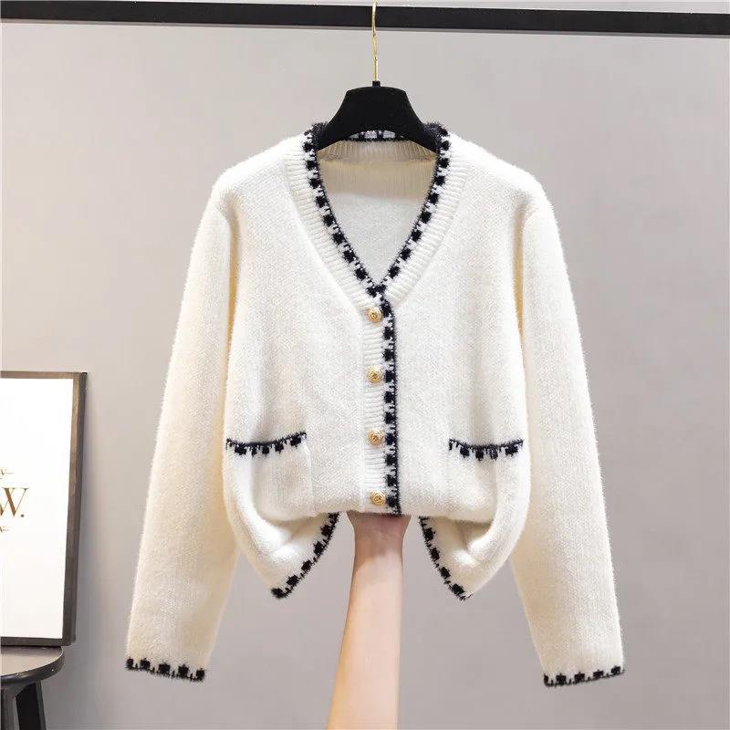 Damen Strickcardigan mit kontrastierenden Knöpfen und Taschen