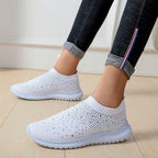 Damen Glitzernde Slip-On Sneakers mit atmungsaktivem Strickdesign R&B