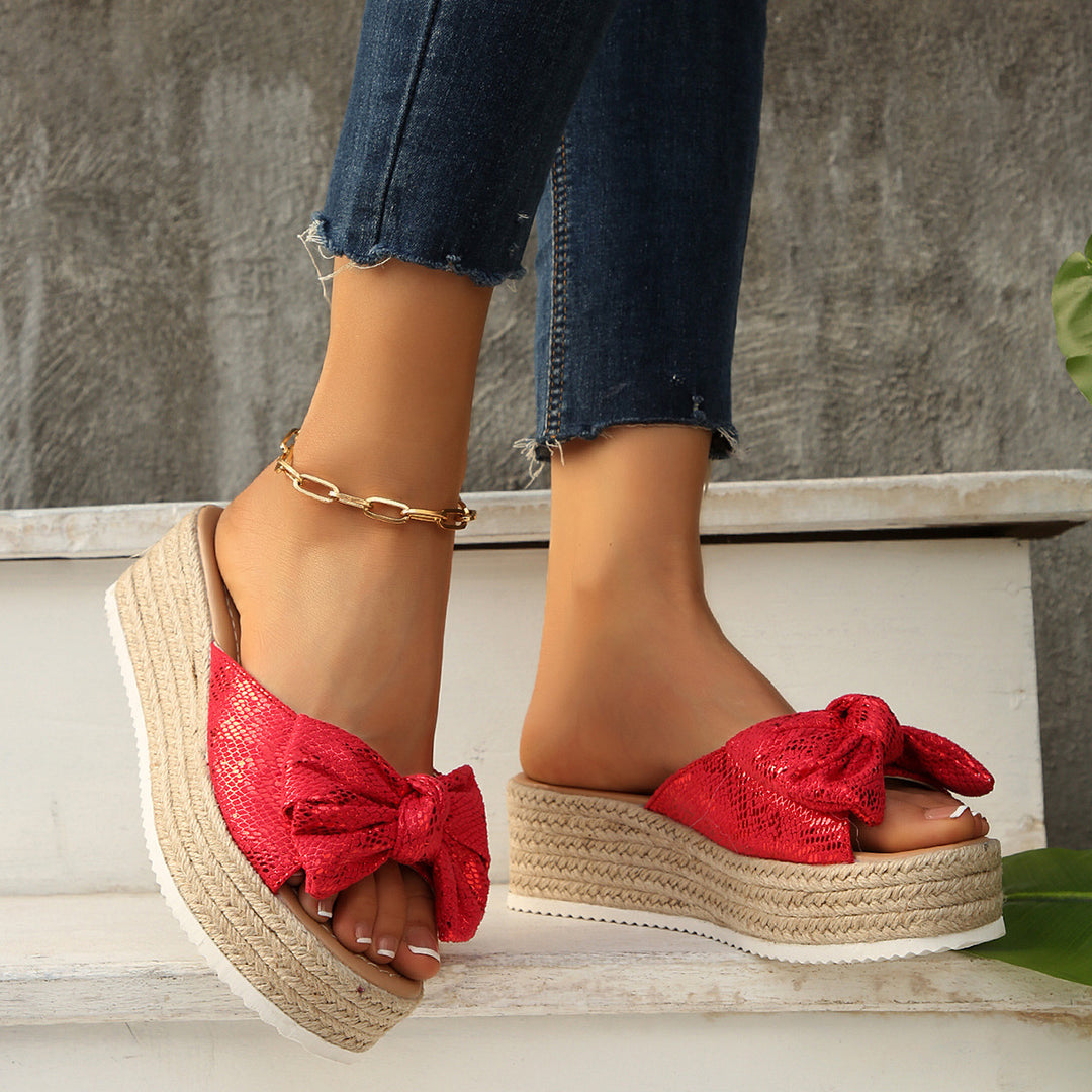 Damen Wedge-Pantoletten mit modischem Schleifen-Design R&B