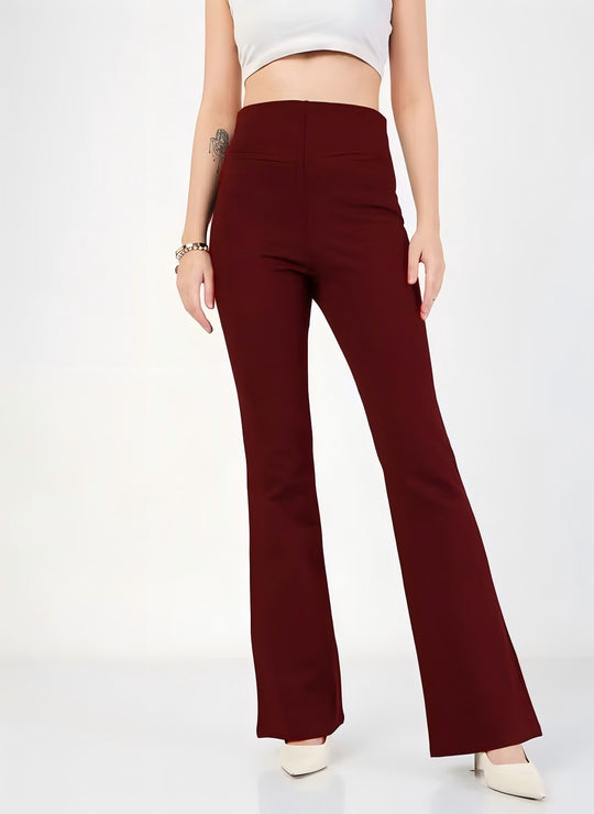 Damen Flared Pants mit hohem Bund und elastischem Material R&B