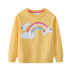 Mädchen Sweatshirt mit buntem Regenbogen und Hasenmotiv R&B