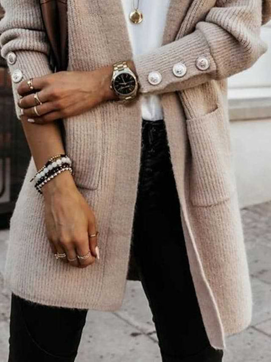 Damen Elegante Strickjacke mit Knopfdetails und praktischen Taschen R&B