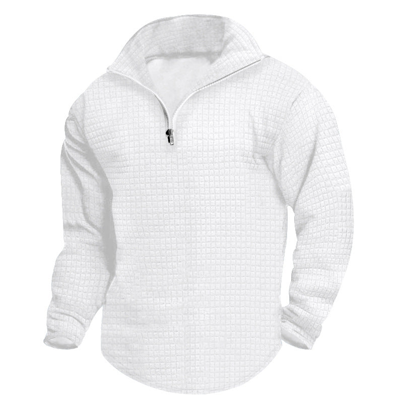 Herren bequeme Fleecejacke mit modernem Reißverschluss und strukturiertem Design R&B