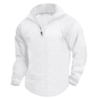 Herren nan Stehkragen-Sweatshirt mit quadratischer Struktur und kurzem Frontzip R&B