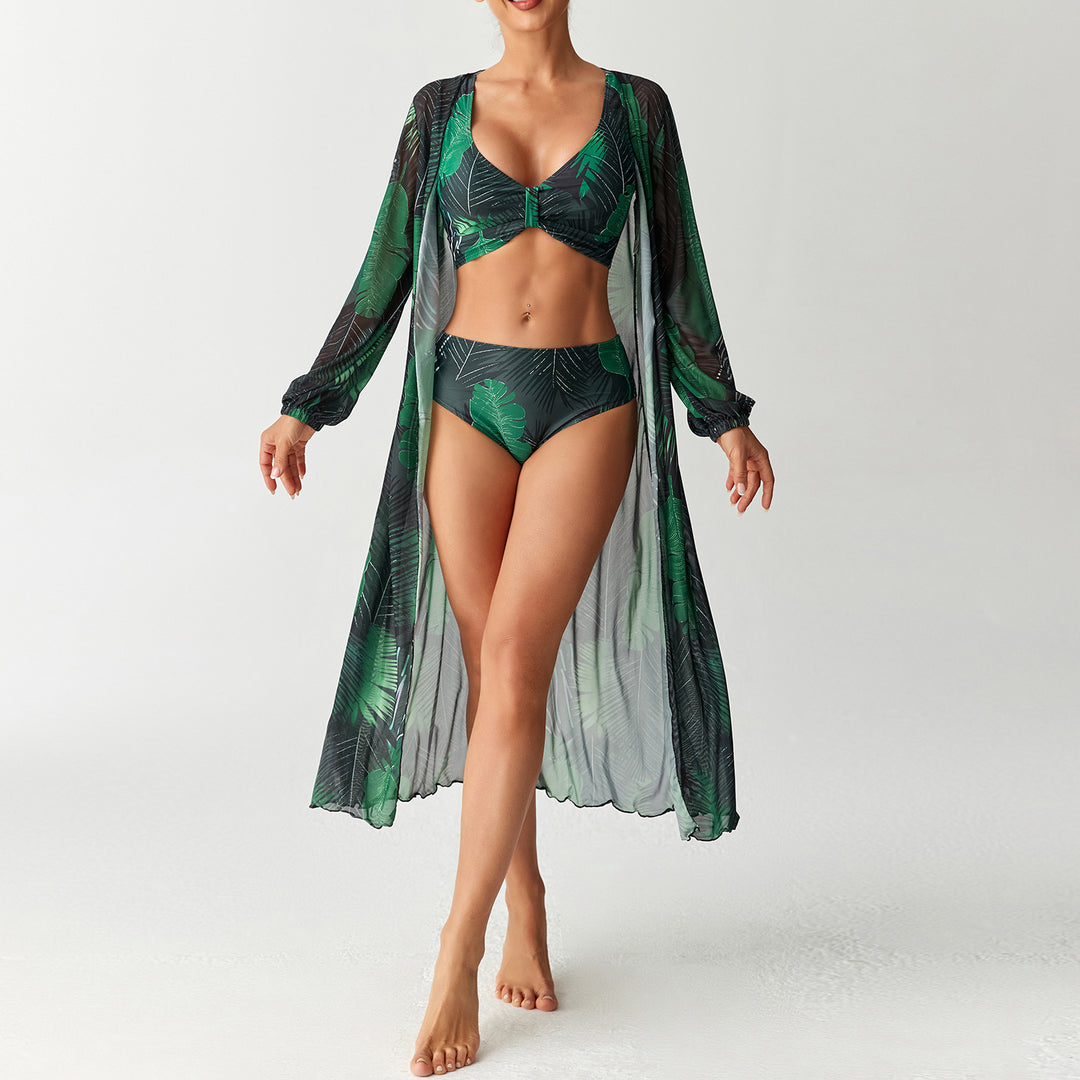 Damen Transparentes Strandkleid mit floralem Muster R&B