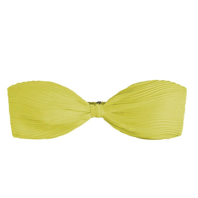 Damen Bandeau-Bikini-Oberteil mit Plissee-Design