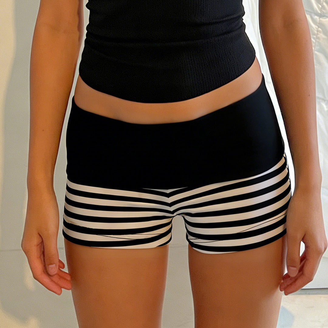 Damen Sportliche Shorts mit breitem elastischem Bund und modernem Streifenmuster R&B