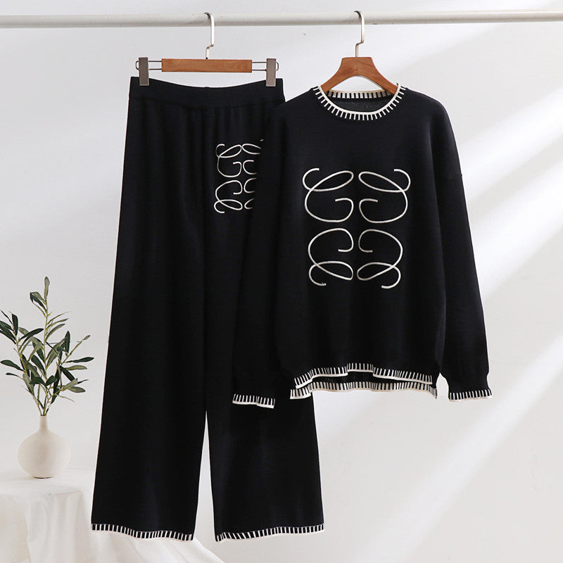 Damen gemütliches Sweatset mit grafischem Design und eleganten Kontrastdetails R&B