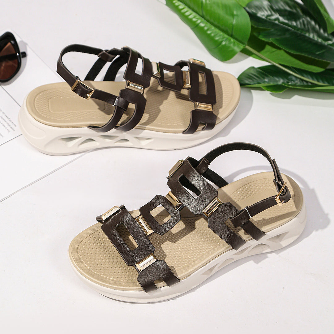 Damen Komfort-Sandalen mit modischen Schnallenakzenten und ergonomischer Sohle R&B