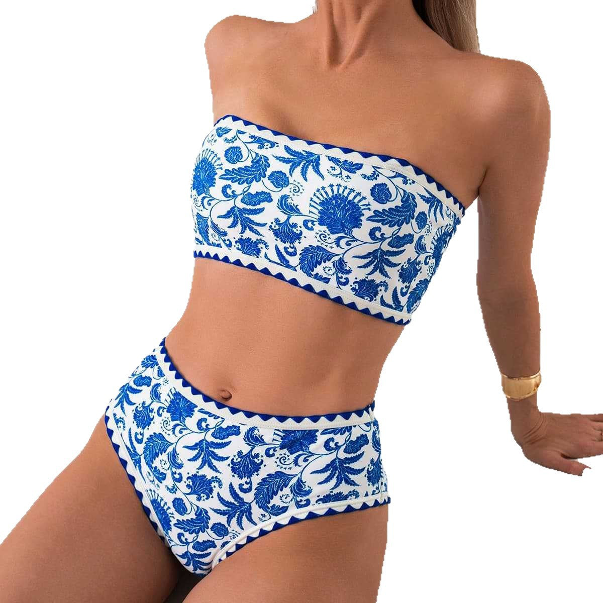 Damen Bandeau-Bikini mit trendigem floralen Design R&B