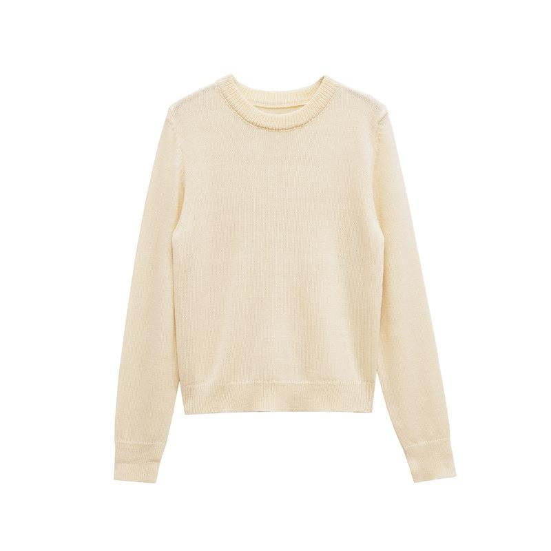 Damen gemütlicher Rundhals-Pullover aus hochwertiger Baumwolle R&B