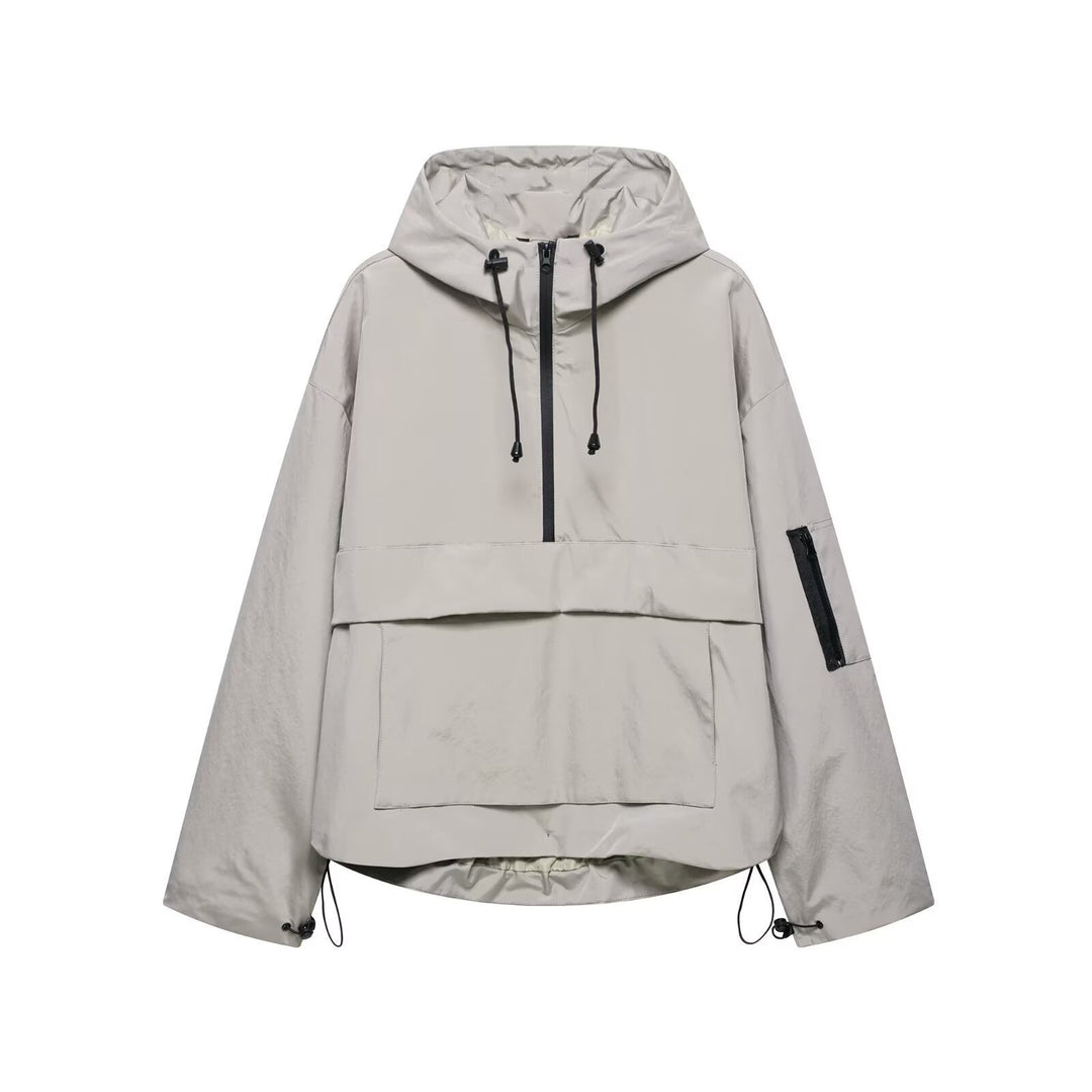 Damen funktionale Kapuzenjacke mit praktischen Taschen und verstellbarem Saum R&B