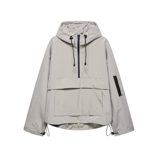 Damen funktionale Kapuzenjacke mit praktischen Taschen und verstellbarem Saum R&B