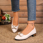 Damen Elegante Ballerinas mit glänzendem Schleifen-Detail R&B