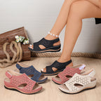 Damen bequeme Schnitt-Sandalen mit atmungsaktiver Obermaterialstruktur und komfortabler Wedge-Sohle R&B