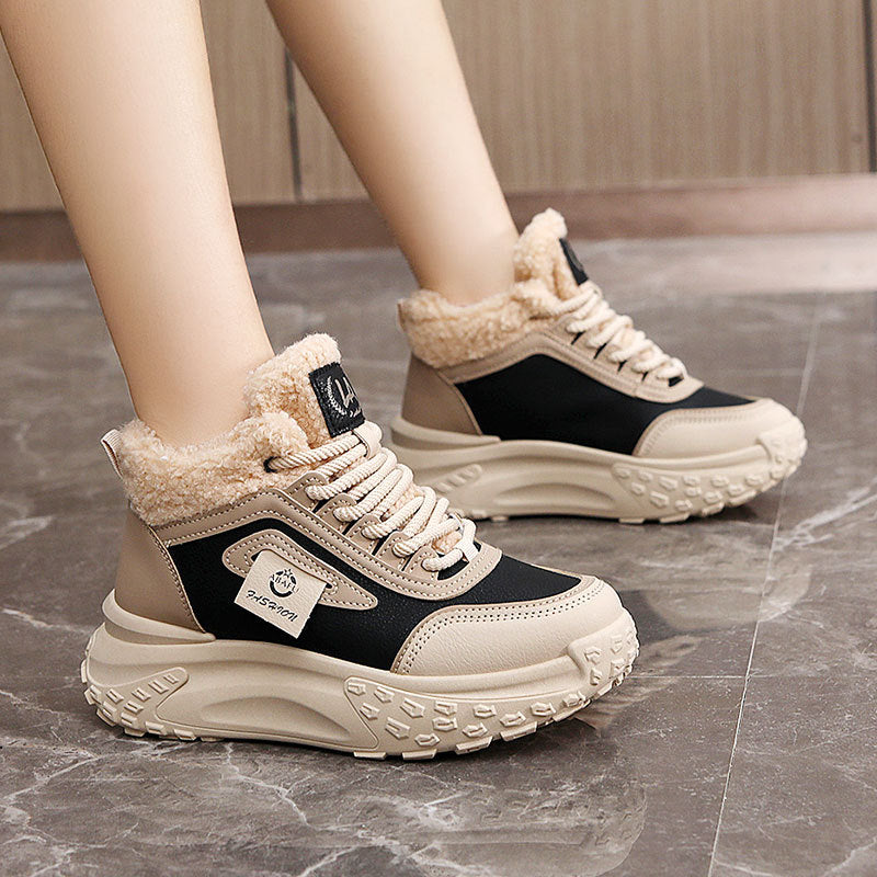 Damen hochgeschnittene Sneakers mit kuscheligem Innenfutter und rutschfester Sohle R&B