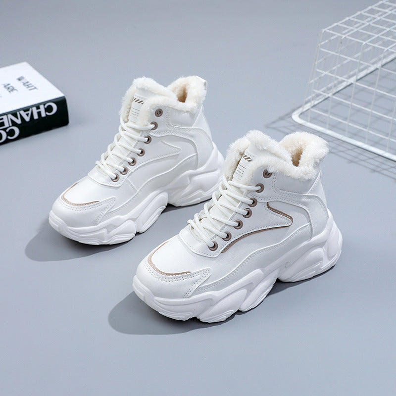 Damen warme High-Top Sneakers mit kuscheligem Innenfutter und robustem Sohlenprofil R&B
