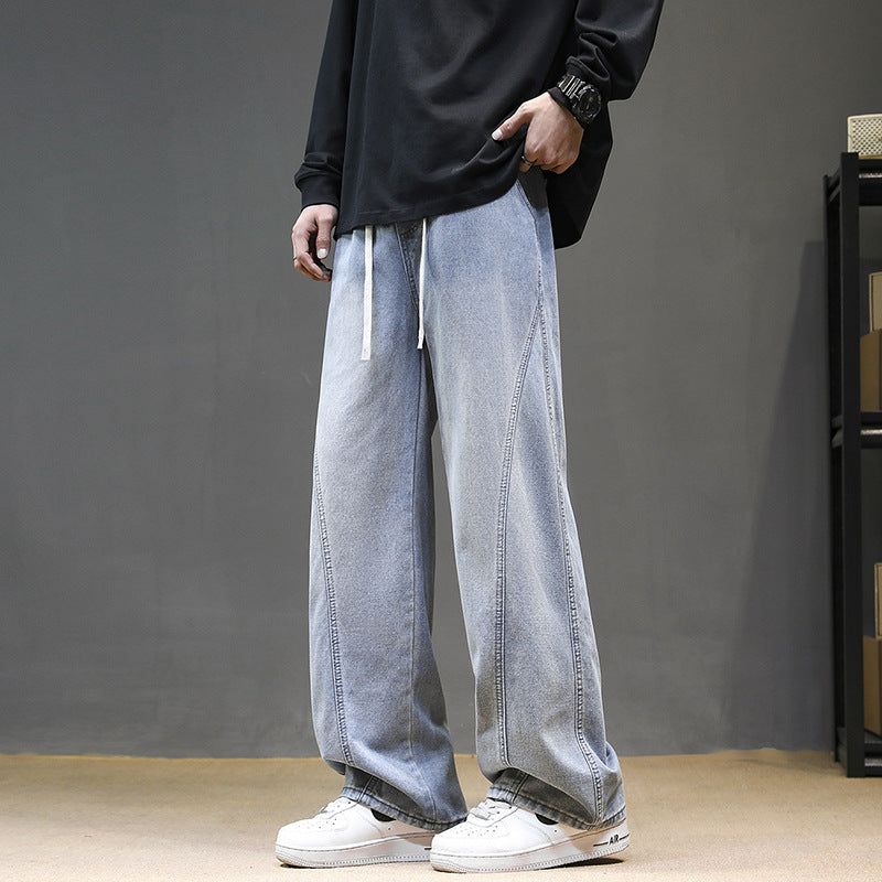 Herren Weitgeschnittene Jeanshose mit elastischem Bund und modernem Design R&B
